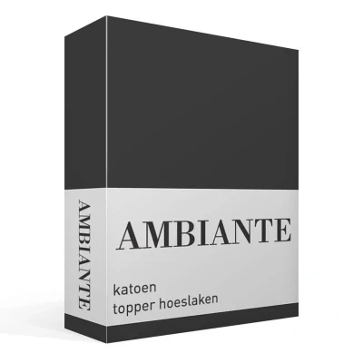 Afbeelding van Ambiante Cotton Uni topper hoeslaken Lits jumeaux (180x200 cm) Antraciet