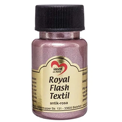 Afbeelding van Royal Flash Textil, Textielverf, glitter metallic, zeer dekkend, romige textielverf op waterbasis, voor licht en donker textiel, 50 ml (oudroze)