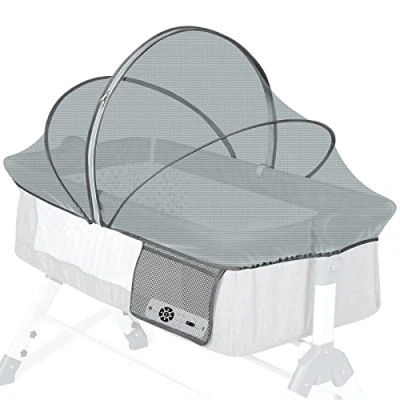 Afbeelding van Orzbow Universeel muggennet voor babybed, duurzaam pasgeborenen met ritssluiting, stabiel camping sterke ondersteuning, eenvoudig, zijzak (donkergrijs)