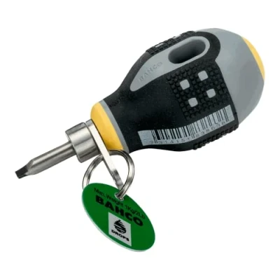 Afbeelding van Bahco Schroevendraaier ERGO™ met veiligheidsring driecomponentengreep stubby rechte punt gleuf 1 mm x 5 25 TAH TAHBE 8350