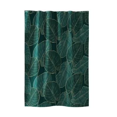 Afbeelding van douceur d&#039;intérieur, Douchegordijn met haken (180 x 200 cm) jade, bedrukt polyester