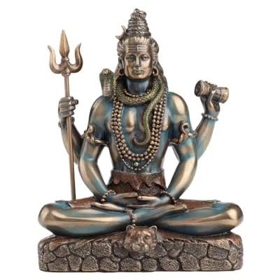 Afbeelding van Veronese Design Beeld/figuur Shiva in Lotus Pose Gebronsd beeld 15cm