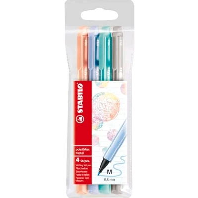 Afbeelding van Viltstift STABILO pointMax 488/4 medium pastel assorti etui à 4 stuks