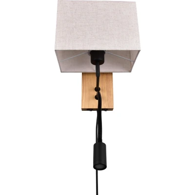 Afbeelding van TRIO NILAM Wand lamp met leeslamp Hout naturel Ecru kap