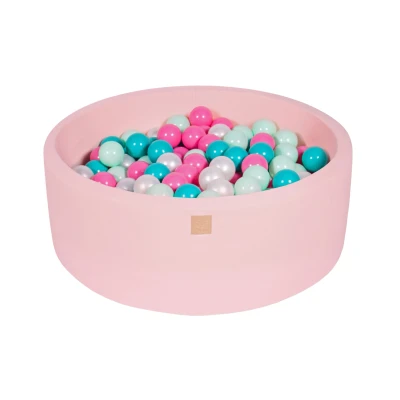 Afbeelding van Katoenen Ballenbak in Licht Roze Kleur Ballenbakje België Wit Parelmoer/Turkoois/Licht Roze/Munt