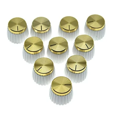 Afbeelding van KAISH 10 stks Gitaar AMP Versterker Push on fit Knoppen Wit met Gold Cap Top Past 6mm diameter Potten Marshall Versterkers