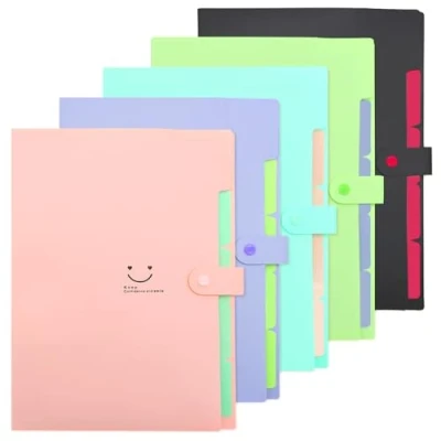 Afbeelding van Nordun 5 Pack Expanding File Folders/Accordeon Document Organizer met Labels, Brief A4 Papier Plastic Portemonnee Map Snap Button,5 Zakken Uitbreidbare Jassen voor School Office Home