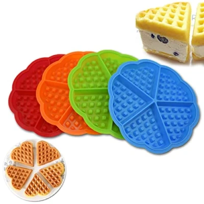 Afbeelding van YYYFEI Wafel, wafelvorm, anti aanbaklaag, siliconen 4 stuks, hartvorm, wafelijzer, bakvorm, 5 bakvormen, pannenkoeken, muffinvorm