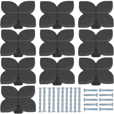 Afbeelding van Kurtzy 10 Pak Zwarte Blad Kast Lade Knoppen 42 x 23 mm Zink Metalen Deur Handvatten met Schroeven Trek Knop Materiaal voor Keuken Kasten, Lades, Kledingkasten, Kasten of Lades