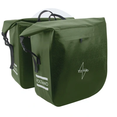 Afbeelding van Voltano Dubbele Fietstas Rolltop Urban Green 48 Liter 100% Waterdicht