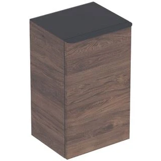 Afbeelding van Geberit smyle zijkast vierkant wand 1x deur spaanplaat 600 x 360 326mm hxbxd notelaar hickory 500 jr 1