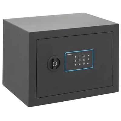 Afbeelding van ARREGUI Blue 650120 Safe van staal met elektronisch slot, 25 x 35 cm, 18 l, veilig voor thuis en thuis, toetsenbord programmeerbare codes, noodsleutel, grafiet