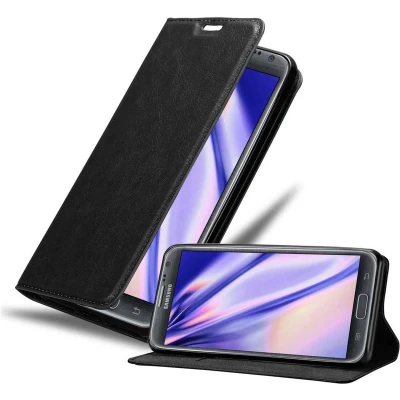 Afbeelding van Cadorabo Hoesje geschikt voor Samsung Galaxy NOTE 2 in ZWARTE NACHT Beschermhoes met magnetische sluiting, standfunctie en kaartvakje Book Case Cover Etui