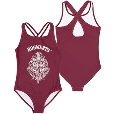 Afbeelding van Harry Potter Swimsuits Meisjes Hogwarts Bourgondië of Navy Hedwig Swimwear 9 10 jaar