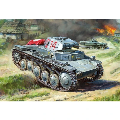 Afbeelding van 1:100 Zvezda 6102 German Light Tank Pz.Kp.fw II Panzer Plastic Modelbouwpakket