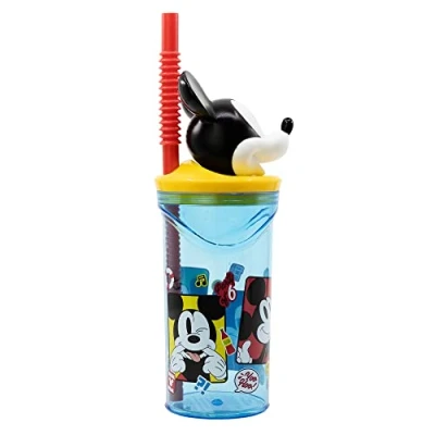Afbeelding van Mickey Fun Tactic Herbruikbare drinkbeker voor kinderen, van BPA vrije kunststof, 430 ml, met 3D figuren op het deksel