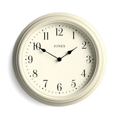 Afbeelding van Jones Clocks® Venetiaanse wandklok Klassieke ronde klok 30cm licht crème Arabische cijfers Traditioneel ontwerp, ideaal voor keuken, woonkamer of slaapkamer