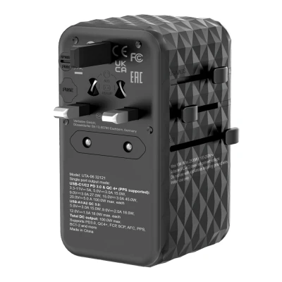 Afbeelding van Verbatim Ladeadapter, Universal Travel, UTA 06, GaN III, 100W 2x USB A QC, C PD, 100 250V, Retail