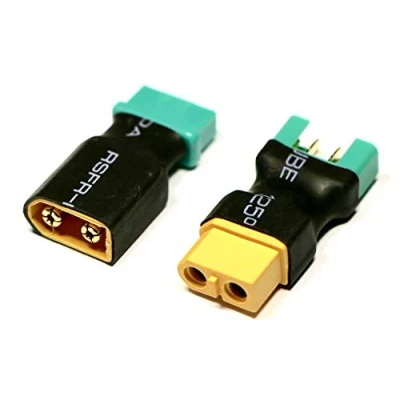 Afbeelding van VUNIVERSUM 2x stuks premium adapterset MPX 6P 6 pins stekker naar XT60 bus mannelijke vrouwelijke gouden ompolingsbestendig voor multiplex Lipo accu adapterkabel modelbouw