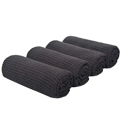 Afbeelding van VIVOTE Wafel Theedoek Microvezel Keukendoek Schotel Handdoek Ultra Zachte Super Absorberende Sneldrogende Machine Wasbaar 4 Pack Bruin 40 CM X 60