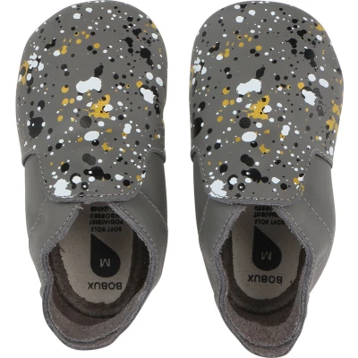 Afbeelding van Bobux Soft Soles Spekkel grey Babyslofjes maat Small
