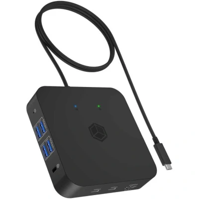 Afbeelding van ICY BOX USB C Docking Station (12 in 1) voor 3 monitoren (3x HDMI), 4K 60Hz, 6x 3.2 HUB (tot 10 Gbit/s), 85W PD, Gigabit Ethernet, IB DK4090
