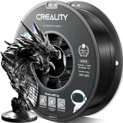 Afbeelding van Creality PETG Filament 1.75mm, Zwart, 1kg, Hoge Precisie, Geurloos, 3D Printer