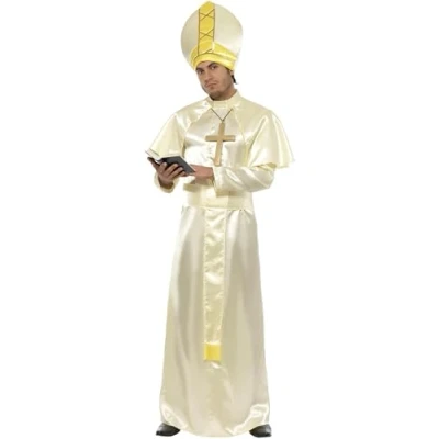 Afbeelding van Smiffy&#039;s Monnik &amp; Pater Priester Kostuum Paus Outfit Man Wit / Beige Medium Carnavalskleding Verkleedkleding