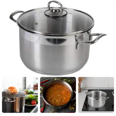 Afbeelding van Cheqo® Kookpan met Deksel 22cm 4.5L RVS 4550ml 3.8mm 1400g Vaatwasser Gas, Elektrisch, Keramisch, Inductie, Halogeen, Oven