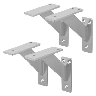 Afbeelding van ML Design 4 stuks plankdrager 120x120 mm, zilver, aluminium, zwevende plankdrager, wanddrager voor