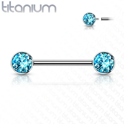 Afbeelding van Piercing titanium steen aqua 16mm
