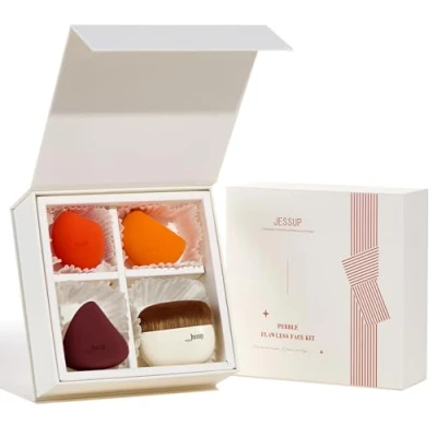 Afbeelding van Jessup Foundation borstel met Make up Spons Set,1st kwast Platte Kabuki 3pcs upblender voor Concealer Blending Poeder Buffing Stippling Geschenkdoos,T505