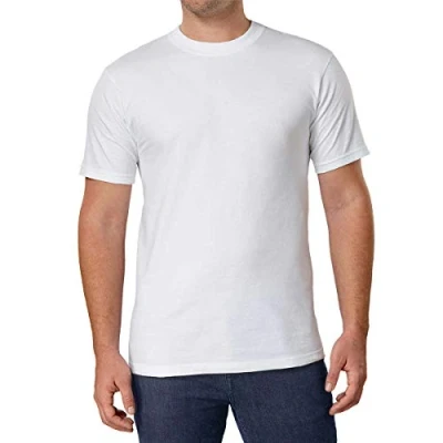 Afbeelding van Kirkland Signature TM Heren Ronde Hals T shirts 6 Pack Wit (Borst 42 44&quot;), Wit, L