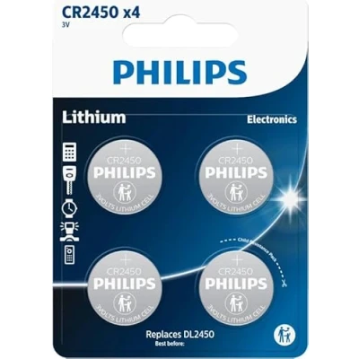 Afbeelding van Philips CR2450 Lithium Knoopcel Batterij 4 Stuks