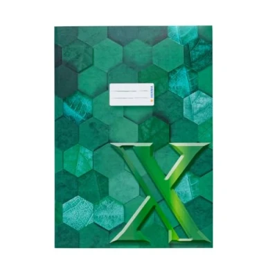 Afbeelding van HERMA 20087 schriftomslag, A4, karton, groen, 10 stuks, veredelde maphoes met tekstveld van stevig en extra sterk papier, hexagon patroon, motief voor schoolschriften, gekleurd