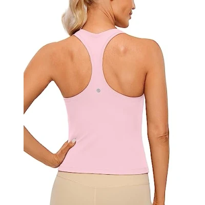 Afbeelding van CRZ Yoga Butterluxe Racerback Workout Tank Tops voor Vrouwen Mouwloze Gym Atletische Shirts Camisole Roze pioen L