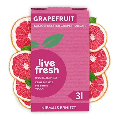 Afbeelding van LiveFresh® Grapefruit sapbox 3 liter, koudgeperst, van 100% verse grapefruits, geen toevoegingen, suiker