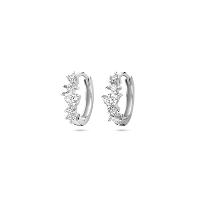 Afbeelding van Zilver gerhodineerd klapoorringen zirkonia 13 mm 1340477