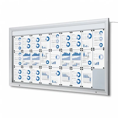 Afbeelding van Vergrendelbaar Notitiebord Outdoor Verlicht Logo Met Gasveer 27x A4