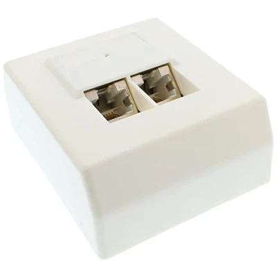 Afbeelding van InLine® Cat. 5e, aansluitdoos, 2x RJ45, oppervlaktemontage, wit, RAL9010