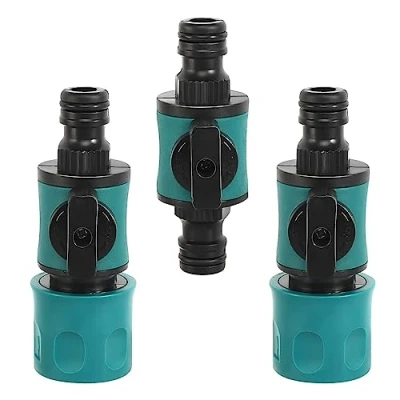 Afbeelding van CAINCAY Tuinslangkoppeling, slangkoppeling met regelventiel, 3 stuks 16 mm waterslang, snelkoppeling, tuinslang, afsluitkraan 2 weg regelventiel voor 1/2 inch waterslangen