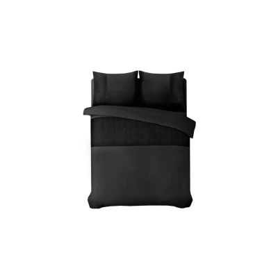 Afbeelding van Dekbedovertrek Embossed Eenpersoons (140x220 cm) Zwart Microvezel Dessin: Effen Sleeptime Elegance Dekbed Discounter.nl