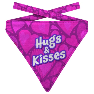 Afbeelding van Plenty Gifts Hondenhalsdoek Hugs &amp; Kisses Roze Polyester Maat M