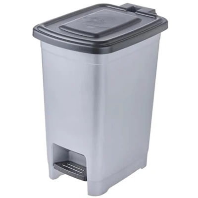 Afbeelding van keeeper pedaalemmer olaf, 10 l, eenvoudig te reinigen, pedaal voor hygiënisch openen en sluiten, afvalemmer, 20,5 x 28 35 cm, licht zilver (zilverkleurig)