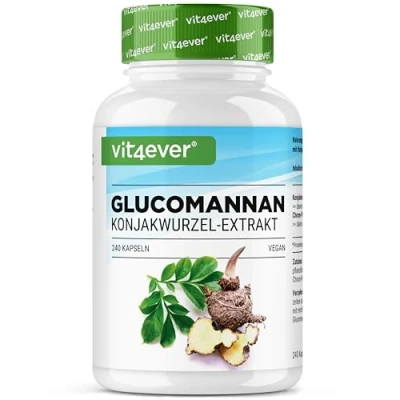 Afbeelding van Glucomannaan uit de konjacwortel 240 capsules Hooggedoseerd met 4200 mg per dagelijkse portie Geoptimaliseerd chroom Veganistisch