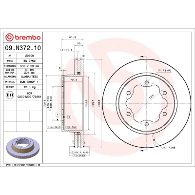 Afbeelding van Remschijf BREMBO 09.N372.10