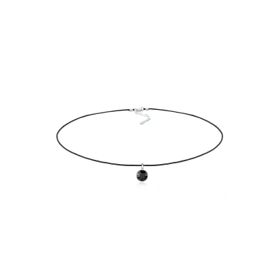 Afbeelding van Elli Dames Halsketting choker nylon met kristal in 925 sterling zilver