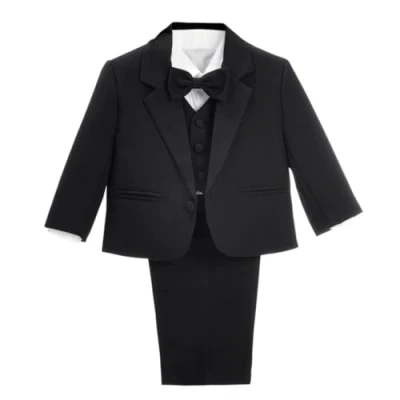 Afbeelding van Lito Angels Kostuums &amp; Blazers Tuxedo Smoking Pak Set van 5 Stuks Bruiloft Feest Formele Kleding Outfit voor Peuter Jongens Maat 104 (Leeftijd 4 jaar) Zwart
