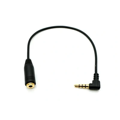 Afbeelding van SYSTEM S Audiokabel 20 cm stereo AUX jack 3,5 mm stekker naar vrouwelijke hoek in zwart