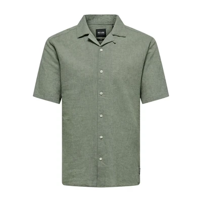 Afbeelding van Only &amp; Sons Onscaiden LIFE Solid Resort Overhemd, Heren, Maat: XS, Swamp